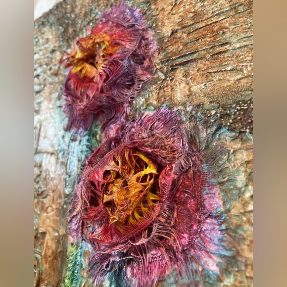 Handmade mixed media “Pom Pom trees” canvas - Picture 6 of 9